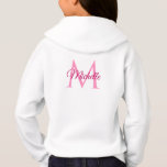 Girls White Pink Hoodies Back Print Monogram Name<br><div class="desc">Monogram Name White And Pink Template Elegant Trendy Girls' Pullover Hoodie.</div>