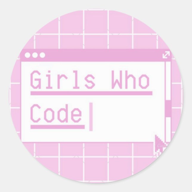 Girls Who Code Classic Round Sticker (Front)