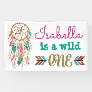 Girls Wild One Birthday Banner Tribal 1st Birthday