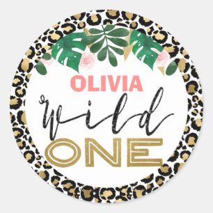 Girls Wild One Safari Birthday Sticker