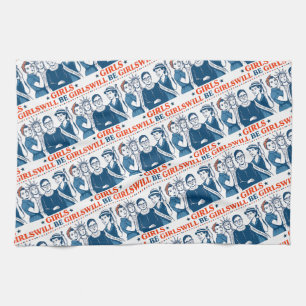 Girls Will Be Girls Patriotic Feminist 4th of July Kitchen Towel