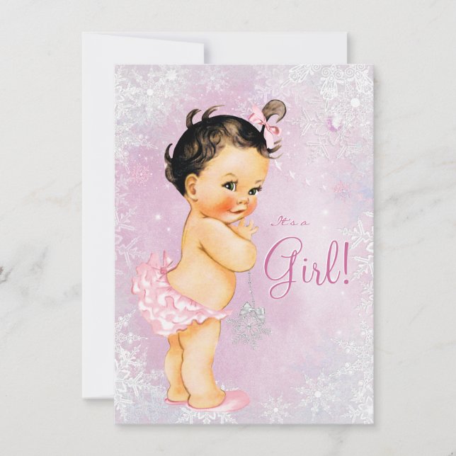 Girls Winter Wonderland Baby Shower Invitation (Front)
