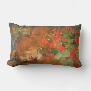 Girls With Red Poppies (by George Henry) Lumbar Pillow