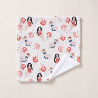 Girls with Tropical Flowers Wash Cloth