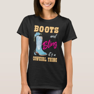 Girls Women Boots & Bling Its A Cowgirl Thing Kids T-Shirt