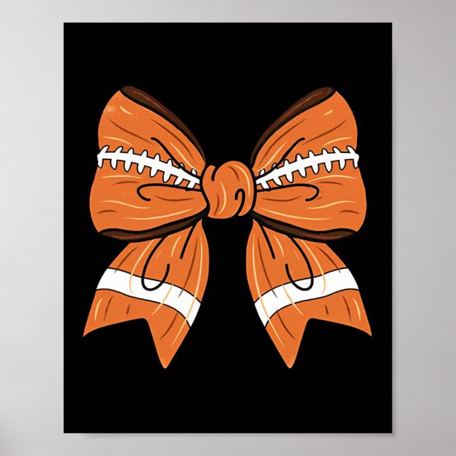 Girls Women Coquette Bow American Footll Thanksgiv Poster (Front)