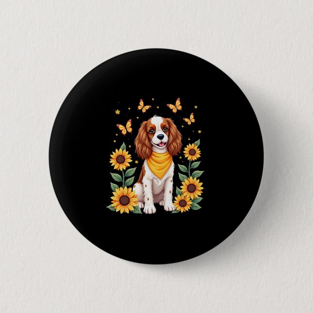 Girls Women Mom Cavalier King Charles Spaniel Dog  2 Inch Round Button (Front)