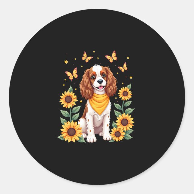 Girls Women Mom Cavalier King Charles Spaniel Dog  Classic Round Sticker (Front)