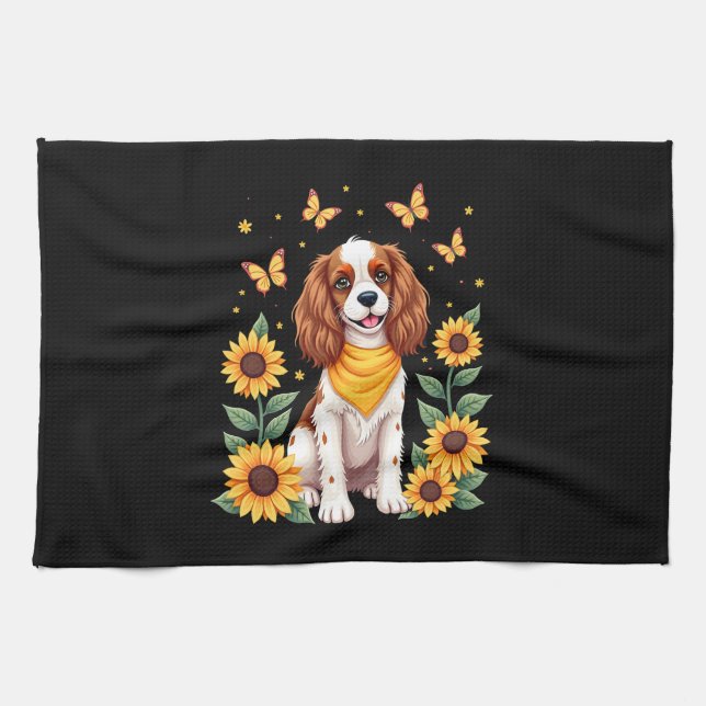 Girls Women Mom Cavalier King Charles Spaniel Dog  Kitchen Towel (Horizontal)