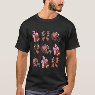 Girls Women s Moms Coquette Bow Football Lover Gam T-Shirt