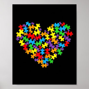 Girls Womens Autism Awareness Heart Puzzle Piece  Poster