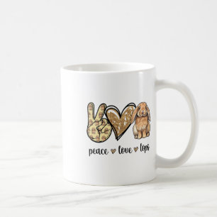 Girls Womens Peace Love Mini Holland Lop Bunny Rab Coffee Mug
