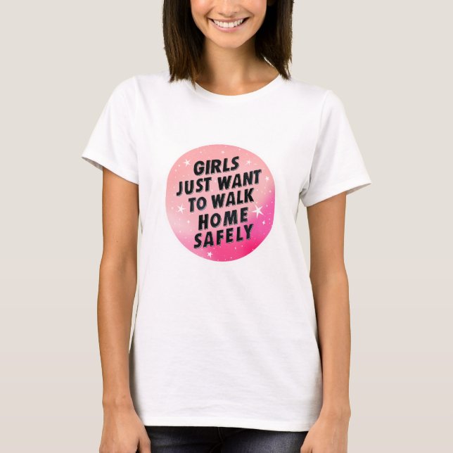 Girls Women's Rights Activism Pink Quote T-Shirt (Front)