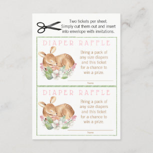 Girls Woodland Deer Diaper Raffle Tickets Invitation