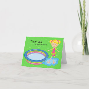 Girlss Pool Party Thank You Card