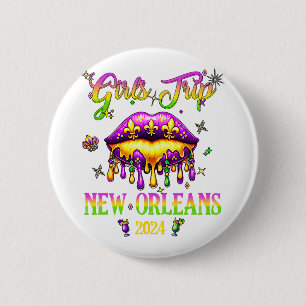 Girls's Trip New Orleans 2024 Mardi Gras Mask Frie 2 Inch Round Button