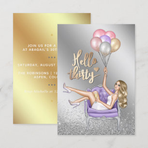 Girly 30th Birthday Party Invitation