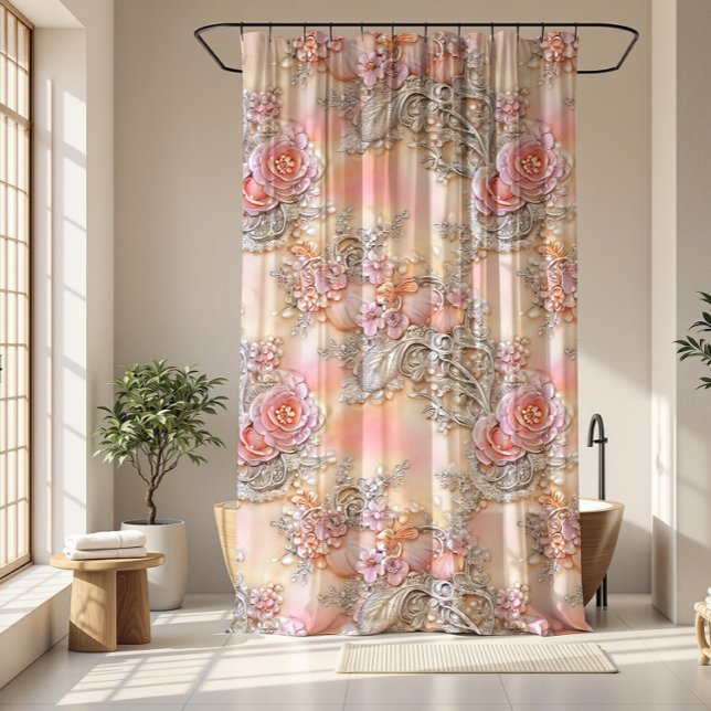 Girly 3-D bedazzled silver and pink roses pattern (Creator Uploaded)