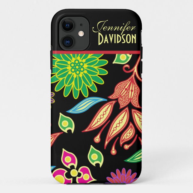 Girly Abstract Black Floral Monogram iPhone5 Case-Mate iPhone Case (Back)