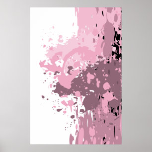Girly Abstract Pink And White Splatter Poster