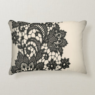 girly abstract Vintage paris  black Lace pattern Decorative Pillow