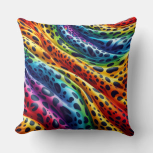 Girly Accents Rainbow Leopard Print Throw Pillow