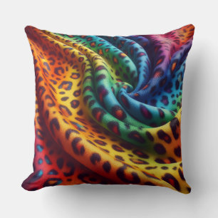 Girly Accents   Rainbow Leopard Print Throw Pillow