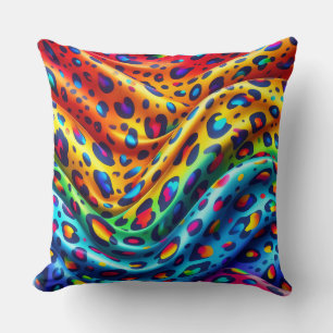 Girly Accents Rainbow Leopard Print Throw Pillow