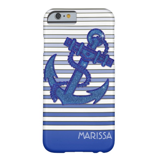 Girly Anchor Nautical Sailing Boat Ombre Stripes Case-Mate iPhone Case (Back)