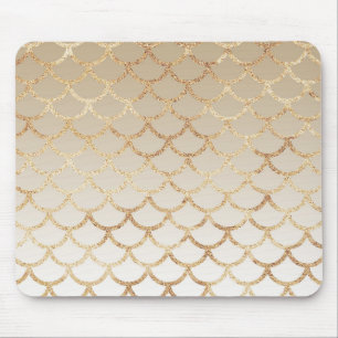 Girly and Glam Ombre Gold Mermaid Glitter Sparkles Mouse Pad