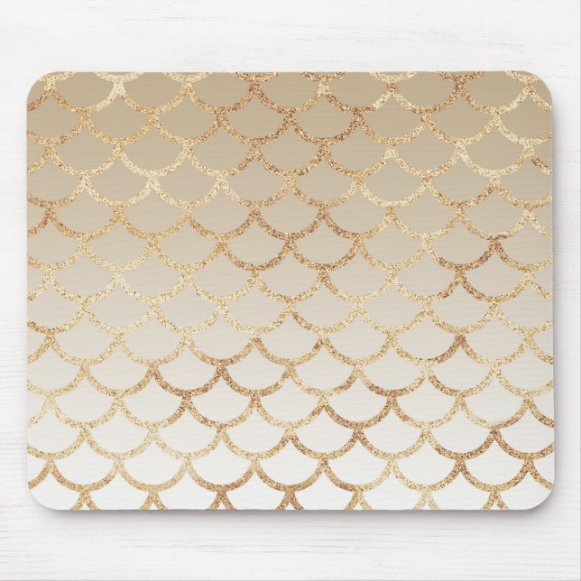 Girly and Glam Ombre Gold Mermaid Glitter Sparkles Mouse Pad (Front)