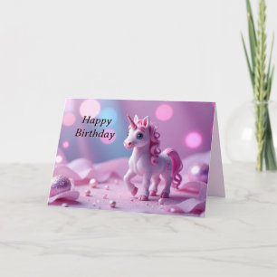 Girly and Pink Unicorn Birthday Card