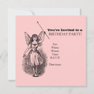 Girly Antique Sprite or Faerie Birthday Invitation