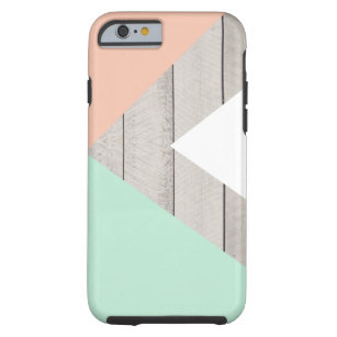 Girly Apricot Teal Grey Wood Modern Colour Block Tough iPhone 6 Case