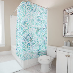 Girly Aqua Blue Glam Leopard Print