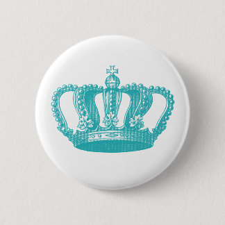 Girly Aqua Blue Vintage Crown 2 Inch Round Button