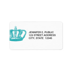 Girly Aqua Blue Vintage Crown Label