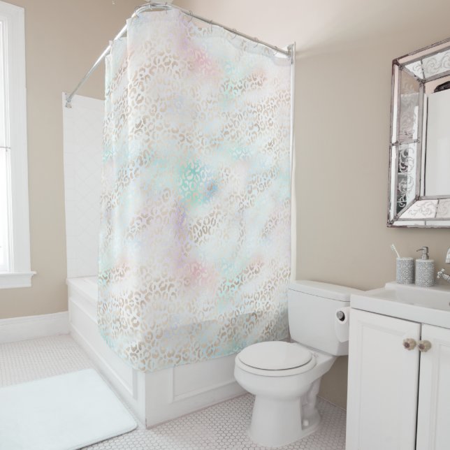 Girly Aqua Blush Pink Gold Leopard Print (In Situ)