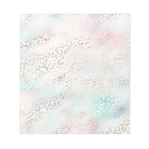 Girly Aqua Blush Pink Gold Leopard Print Notepad
