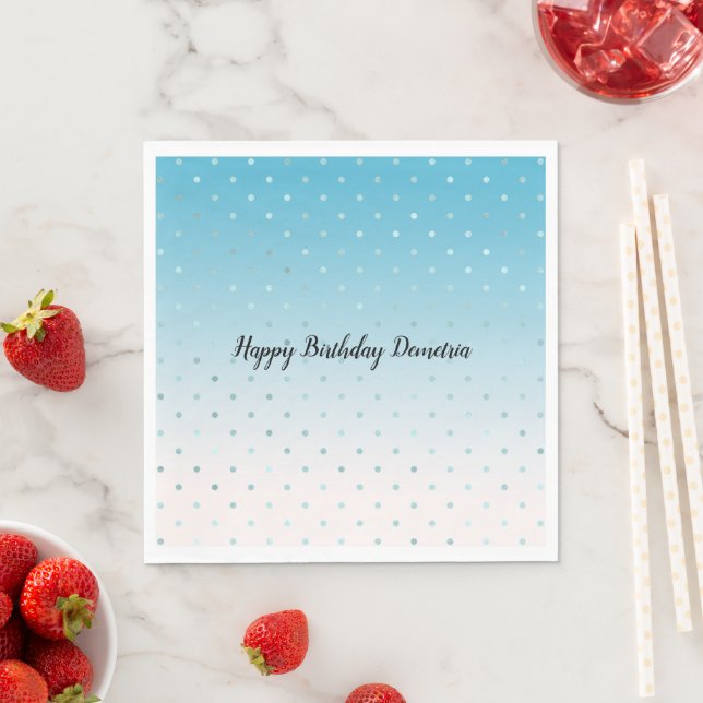 Girly Aqua Glam Dots Napkin (Insitu)