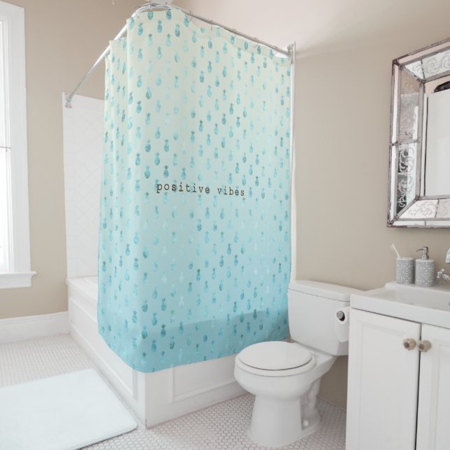 Girly Aqua Glam Tropical Pineapples Ombre (In Situ)