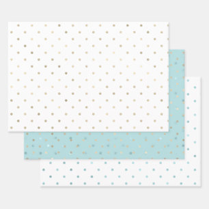 Girly Aqua Gold Dots Wrapping Paper Sheet