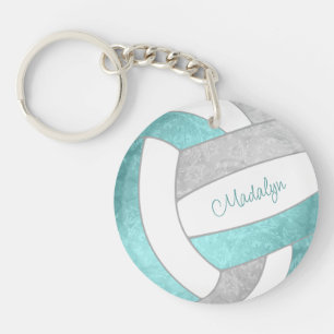 girly aqua grey keepsake volleyball gifts keychain