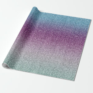 Girly Aqua Purple Mint Pink Glitter ombre Wrapping Paper