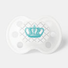 GIRLY AQUA VINTAGE CROWN GREY QUATREFOIL PATTERN