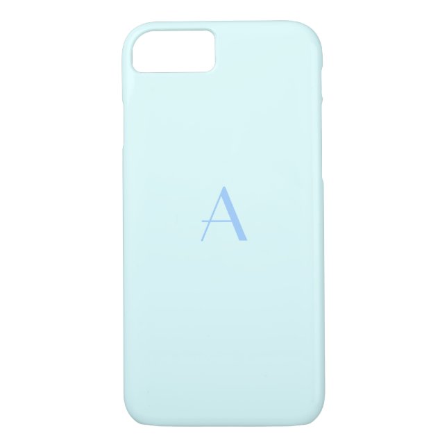 Girly Baby Blue iPhone 7 Case with Monogram (Back)