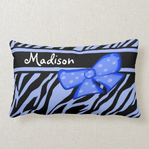 Girly Baby Blue Zebra Pattern Personalized Lumbar Pillow