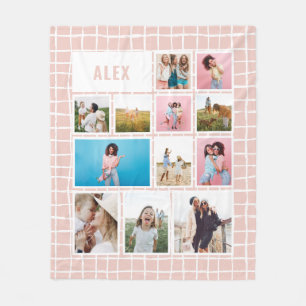 Girly baby pink 12 photo modern minimal abstract fleece blanket