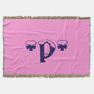 Girly Baby Pink Monogram Pattern Design Text Art Throw Blanket