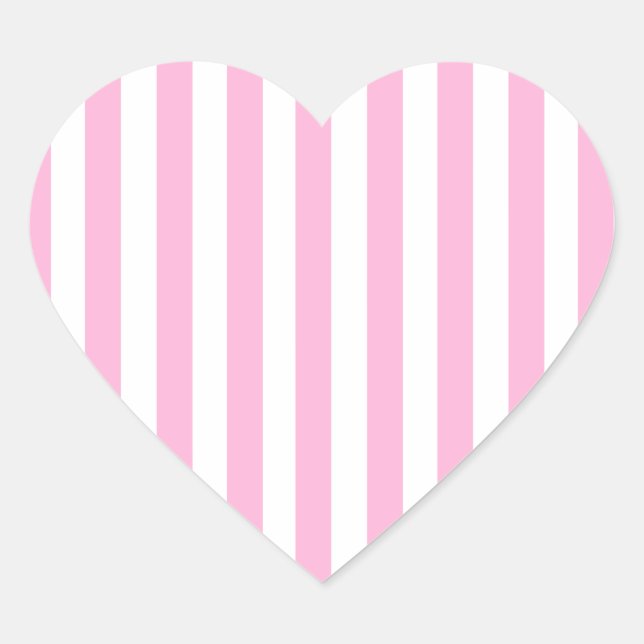 Girly Baby Pink Solid Stripes Pattern Heart Sticker (Front)